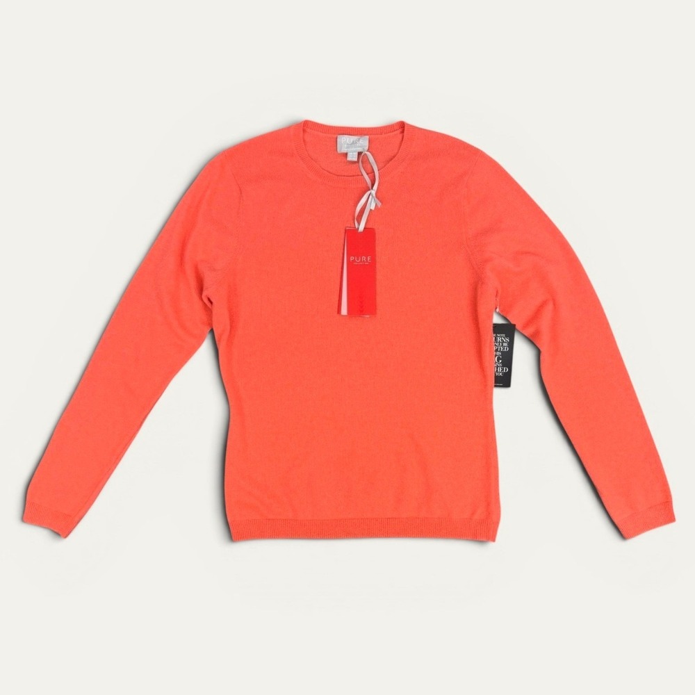 NWT Pure Collection 100% Cashmere Crew Neck Sweater Size L Quiet Luxury Preppy